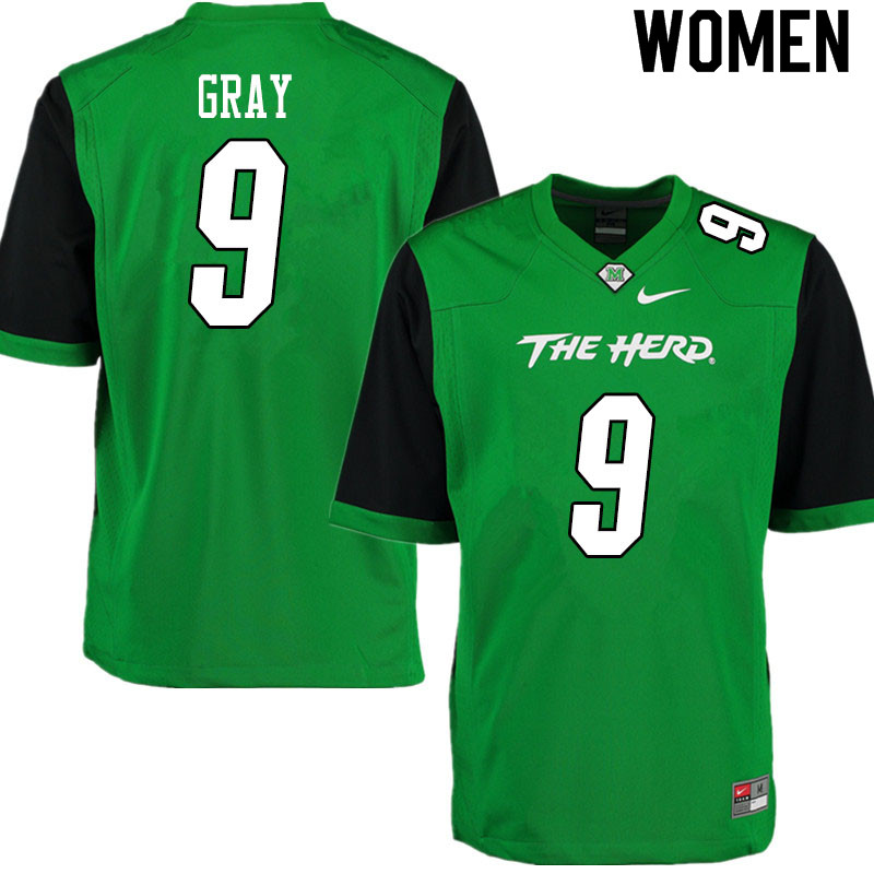 Women #9 Charlie Gray Marshall Thundering Herd College Football Jerseys Sale-Gren - Click Image to Close